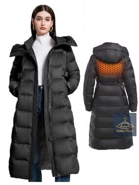 800 Fill Duck Down Full Length Winter Puffer Coat Hooded